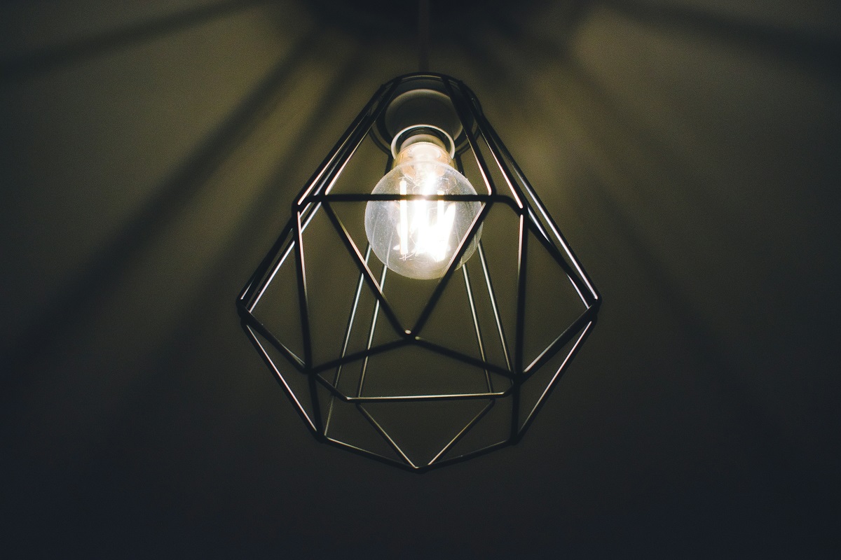 led light bulb in a glass container